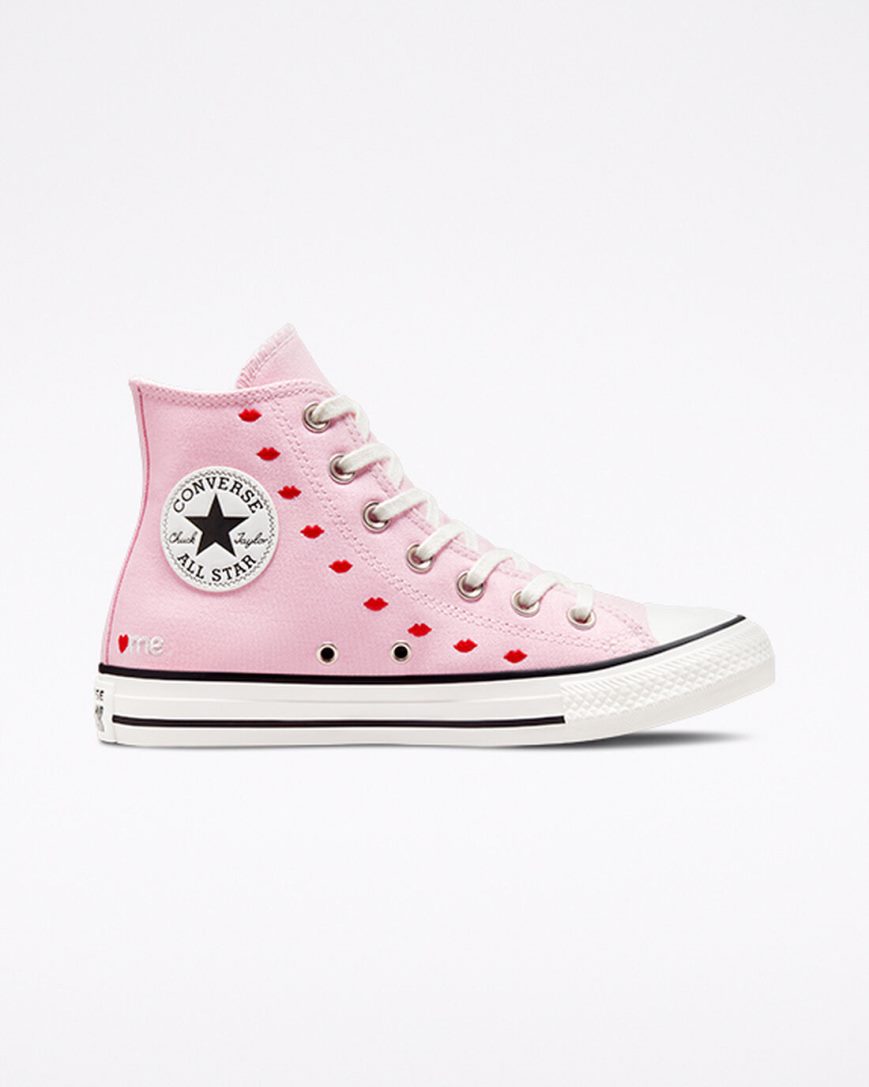 Women\'s Converse Chuck Taylor All Star Embroidered Lips High Top Shoes Pink / White | AU 93CE1P